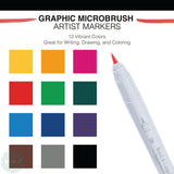 Fineliner Pigment Pen Set - ROYAL Graphic Microbrush - 12 Assorted pack