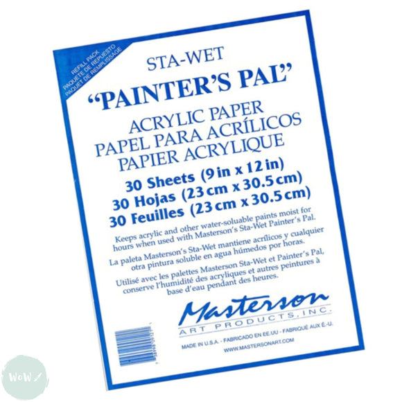 ACRYLIC STAY WET PALETTE - Masterson STA-WET - Painter's Pal - ACRYLIC PAPER REFILLS (30)