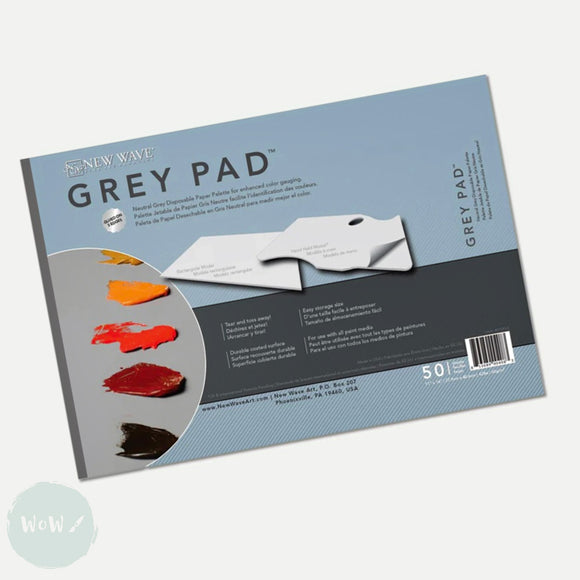 Tear-off Paper Palette pad- NEW WAVE - Rectangular Grey Pad - 11 x 16
