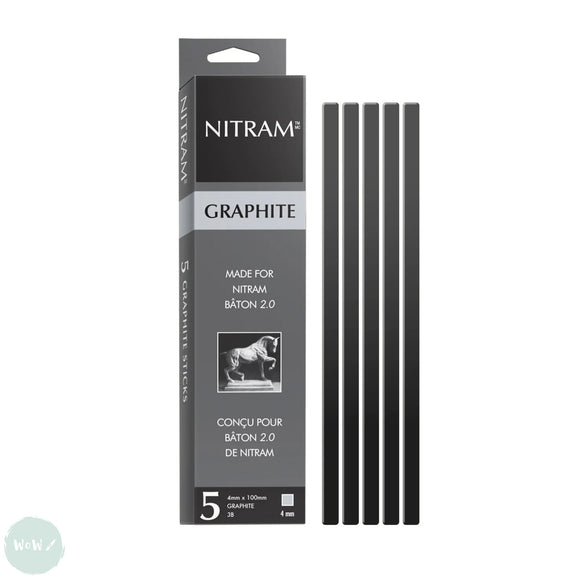 NITRAM Artists GRAPHITE - Bâton 2.0 REFILLS - 5 x 4mm Sticks - 3B