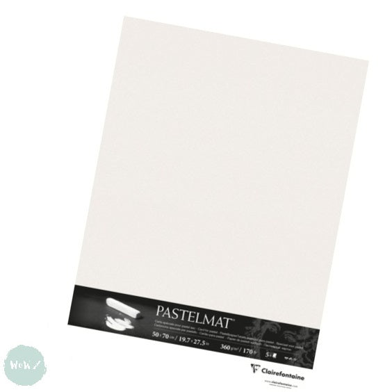 96010 - Clairefontaine Pastelmat - Sheets - White - Five Sheets - 360g - 19  1/2 x 25 1/2