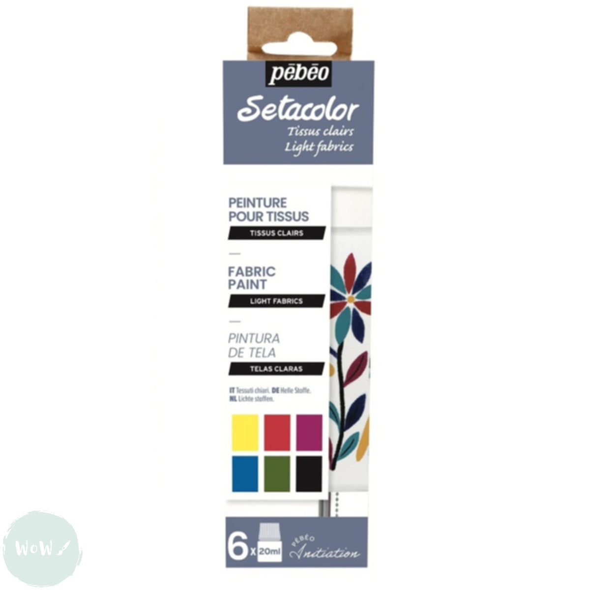 Fabric Paint - Pebeo SETACOLOR INITIATION Set - Light Fabrics - 6 x AS ...