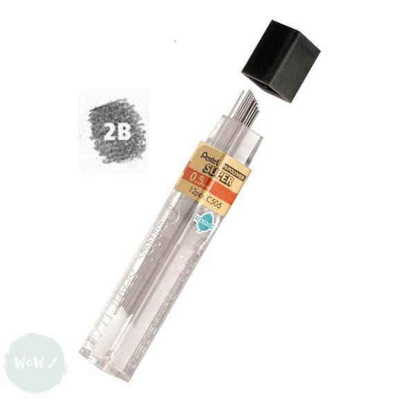 MECHANICAL Pencil - 0.5mm - PENTEL Super Hi-Polymer - SINGLE TUBE OF 12 LEADS - 2B