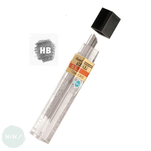 MECHANICAL Pencil - 0.5mm - PENTEL Super Hi-Polymer - SINGLE TUBE OF 12 LEADS - HB