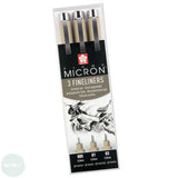 Fineliner Pigment Pen Set - SAKURA Pigma Micron - DESIGN SET - 3 Black assorted -005, 01, 03