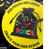 PAINT MARKER - POSCA - Set - 11  x PC-5M & 1 x PC-7M plus free pen pouch - STANDARD Colours