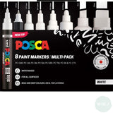 PAINT MARKER - POSCA - Set - 8 Assorted Tips - WHITE