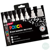 PAINT MARKER - POSCA - Set - 8 Assorted Tips - WHITE