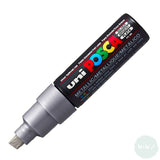 Paint Marker - POSCA – PC-8K – SINGLE - Broad Chisel Tip -	Silver (26)