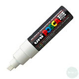 Paint Marker - POSCA – PC-8K – SINGLE - Broad Chisel Tip - White (01)