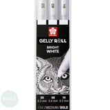 Gel Pen - SAKURA Gelly Roll - pack of 3 - WHITES - FINE, MEDIUM & BOLD