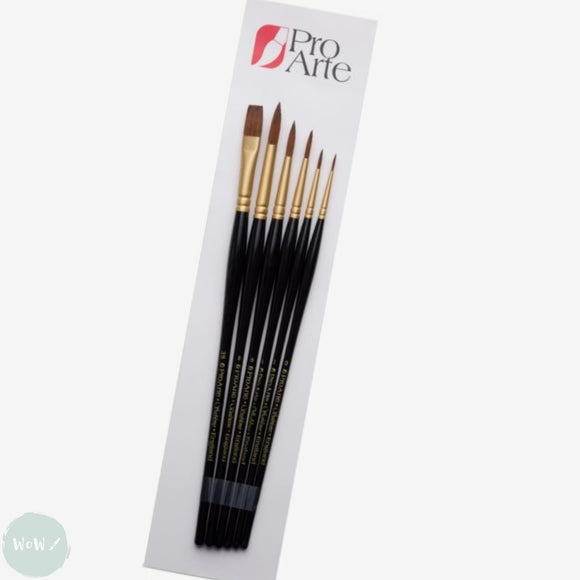 BRUSH SET -  Pro Arte - SABLENE – Synthetic Sable for Watercolour - 6 Brush Wallet set, Rounds & Flat - W14