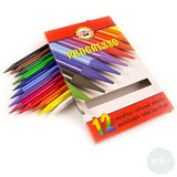 Coloured Pencil Sets - Koh-i-noor - PROGRESSO - 12 assorted WOODLESS Pencils