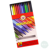 Coloured Pencil Sets - Koh-i-noor - PROGRESSO - 12 assorted WOODLESS Pencils