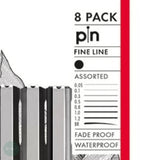 Fineliner Pigment Pen Set - Uni-ball UNI PIN - Black - DRAW & SKETCH SET - 8 Assorted