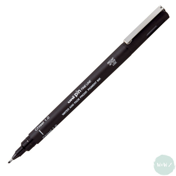 Uniball - Uni-PIN - Fine line Pigment Pen - BLACK – CHISEL 1 mm