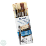 TRAVEL BRUSHES - SET - Raphael PRINCELIER DE VOYAGE - Precision & SoftAqua Mini Travel Brush Set - Bamboo roll, Round 0 & 2, Flat 0 & 2, Filbert 1, Mop 4