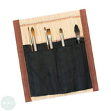 TRAVEL BRUSHES - SET - Raphael PRINCELIER DE VOYAGE - Precision & SoftAqua Mini Travel Brush Set - Bamboo roll, Round 0 & 2, Flat 0 & 2, Filbert 1, Mop 4