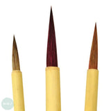 BRUSH SET - Chinese, Sumi-e Painting & Calligraphy - Bamboo Brush BROWN Long Hair - SET OF 3