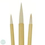 BRUSH SET - Chinese, Sumi-e Painting & Calligraphy - Bamboo Brush WHITE Hair - SET OF 3