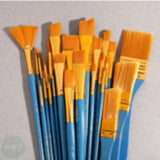BRUSH SET - 25 x Assorted GOLDEN TAKLON FLAT -  GENERAL PURPOSE