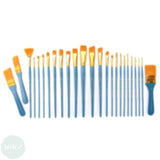 BRUSH SET - 25 x Assorted GOLDEN TAKLON FLAT -  GENERAL PURPOSE