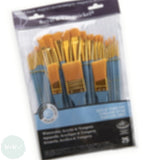 BRUSH SET - 25 x Assorted GOLDEN TAKLON FLAT -  GENERAL PURPOSE