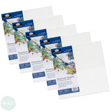 DEEP EDGE White Primed Stretched 100% Cotton Canvas – ESSENTIALS - 12 x 12”, 305 x 305 mm - FIVE PACK