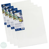 DEEP EDGE White Primed Stretched 100% Cotton Canvas – ESSENTIALS - 16 x 20”, 406 x 508 mm - FOUR PACK