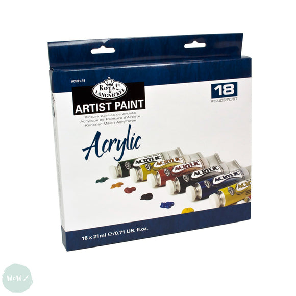 Acrylic Paint Set- ROYAL & LANGNICKEL - 18 Assorted 21ml tubes