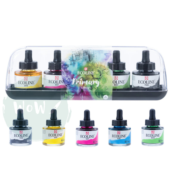 WATERCOLOUR - Inks - Royal Talens - ECOLINE -  Set of 5 x 30ml - PRIMARY