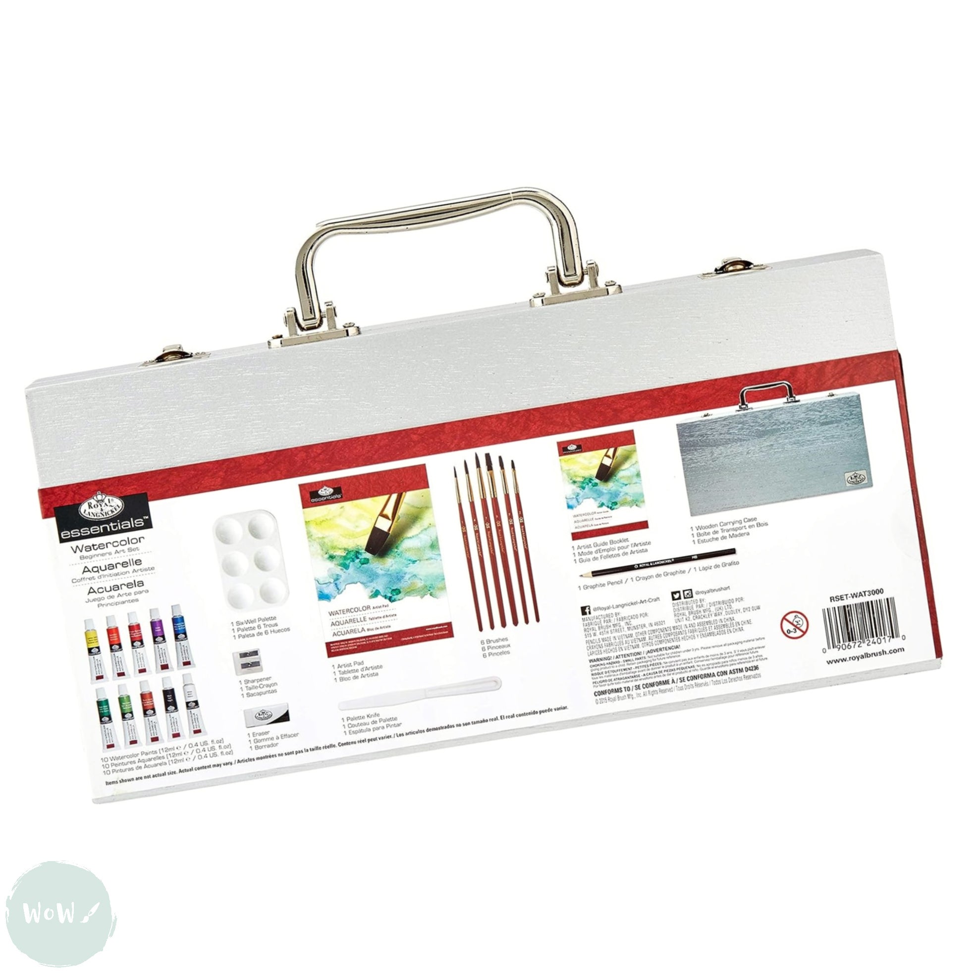 Watercolour Paint Sets - ESSENTIALS Beginners - 24 Piece Wooden Box ...