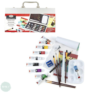 Watercolour Paint Sets - ESSENTIALS Beginners - 24 Piece Wooden Box