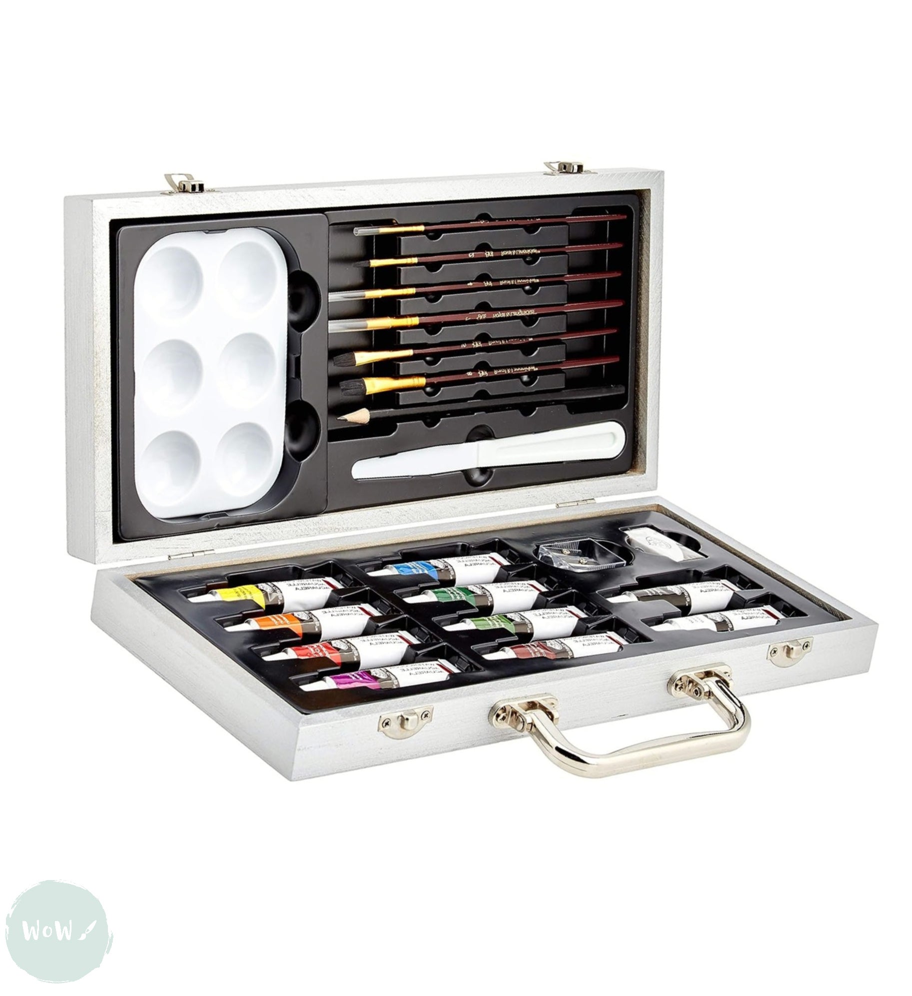 Watercolour Paint Sets - ESSENTIALS Beginners - 24 Piece Wooden Box ...