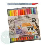 Coloured Pen Set - ROYAL Dual-Tip Artist Markers - Water-based, Brush & 0.4mm - 36 Assorted