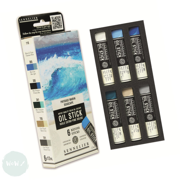 OIL PAINT - OIL STICK - Sennelier -  12ml  SET OF 6 ASSORTED - Seascape