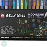 Gel Pen - SAKURA Gelly Roll - pack of 12 assorted - MOONLIGHT COSMOS PACK- 06 - 0.35mm