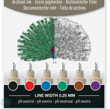 Fineliner Pigment Pen Set - SAKURA Pigma Micron - 6 assorted colours  - 0.1
