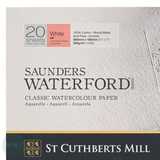 Watercolour Paper - BLOCK - Saunders WATERFORD - 140lb / 300gsm - HOT PRESSED (Smooth) Surface -  10 x 7"