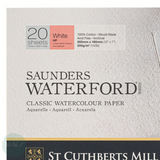 Watercolour Paper - BLOCK - Saunders WATERFORD - 140lb / 300gsm - HOT PRESSED (Smooth) Surface -  12 x 9"
