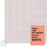 WATERCOLOUR PAPER - Sheet -  Saunders WATERFORD - WHITE -  Five  - 300 gsm (140lb) - 22 x 30" - HOT PRESSED (HP, SMOOTH)