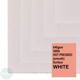 WATERCOLOUR PAPER - Saunders WATERFORD - WHITE -  5 SHEETS - 640 gsm (300lb) 22 x 30" - HOT PRESSED (HP, SMOOTH)