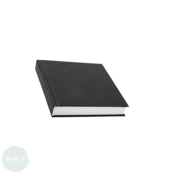 HARDBACK SKETCHBOOK - Square Bound - White Paper -  SQUARE & CHUNKY - Black Cloth Cover - 140mm - 90 sheets 140 gsm All-Media Cartridge