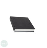HARDBACK SKETCHBOOK - Square Bound - White Paper -  SQUARE & CHUNKY - Black Cloth Cover - 140mm - 90 sheets 140 gsm All-Media Cartridge
