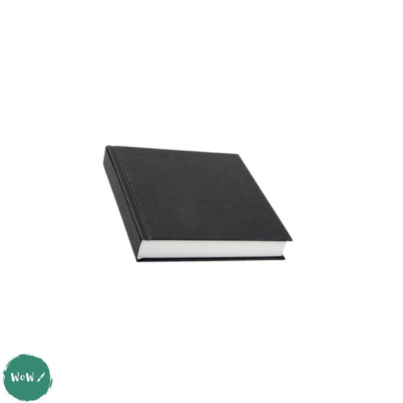 HARDBACK SKETCHBOOK - Square Bound - White Paper -  SQUARE & CHUNKY - Black Cloth Cover - 140mm - 90 sheets 140 gsm All-Media Cartridge