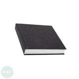 HARDBACK SKETCHBOOK - Square Bound - White Paper -  SQUARE & CHUNKY - Black Cloth Cover - 250mm - 90 sheets 140 gsm All-Media Cartridge