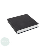 HARDBACK SKETCHBOOK - Square Bound - White Paper -  SQUARE & CHUNKY - Black Cloth Cover - 195mm - 90 sheets 140 gsm All-Media Cartridge