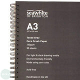 SPIRAL BOUND SKETCHBOOK - Toned Paper - Eco CORN CRUSH Paper - 140gsm - GREY - A3