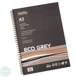 SPIRAL BOUND SKETCHBOOK - Toned Paper - Eco CORN CRUSH Paper - 140gsm - GREY - A3