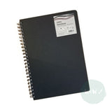 Hard Back Sketchbook SPIRAL Bound - BLACK PAPER - 140gsm - 50 sheets - A4 Portrait